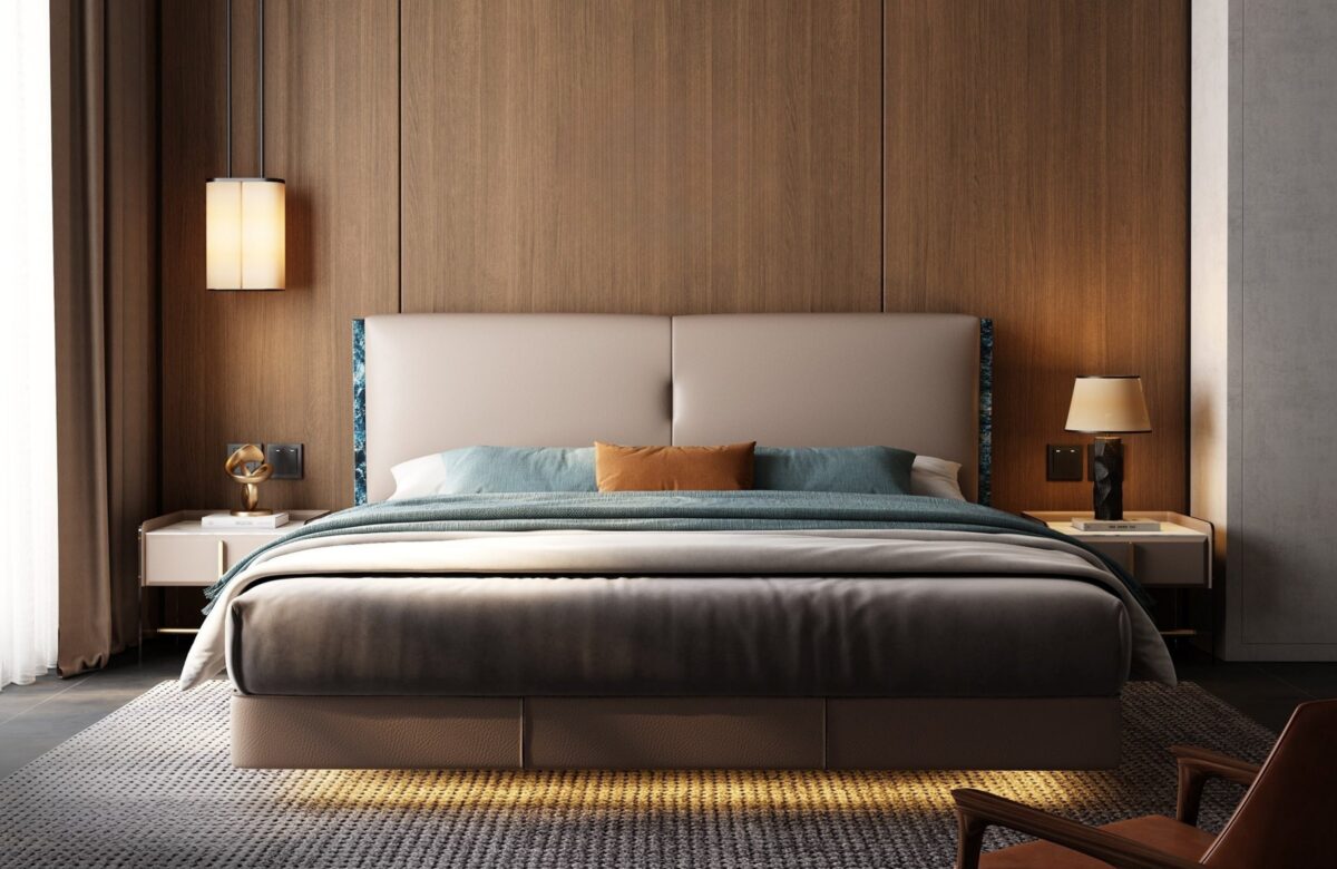 Ferozzi Coronado Bed with Nightstands, 2027 Collection with walnut details