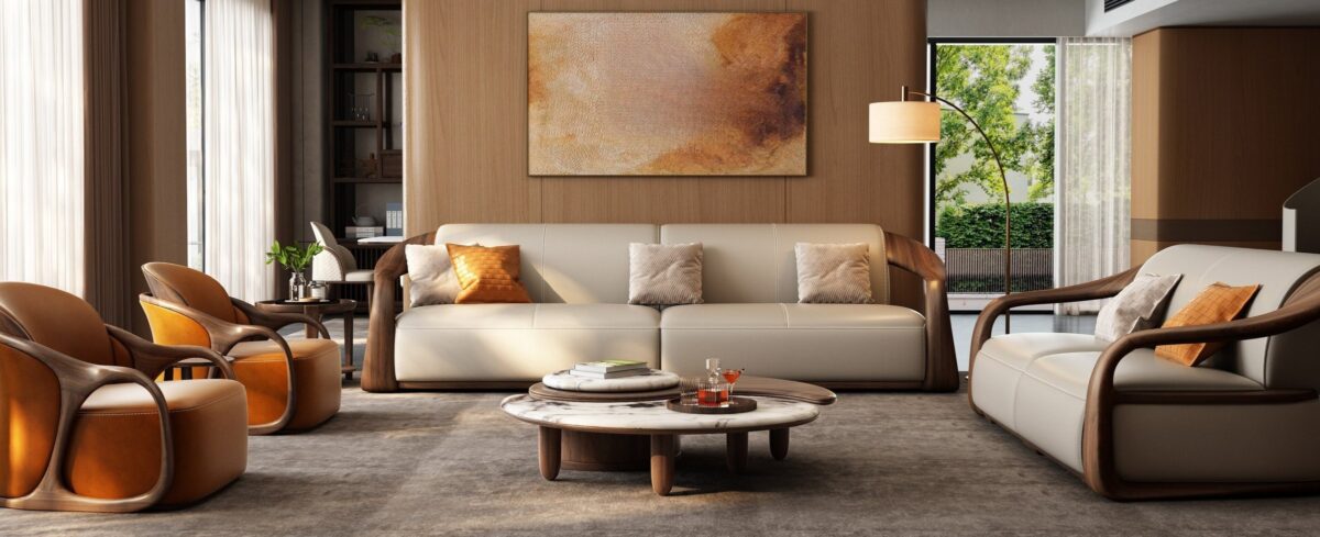 Ferozzi Ellington Sofa, 2027 Collection with walnut details