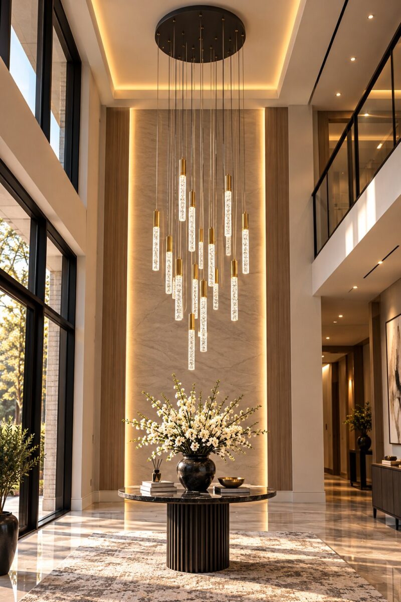 Lumen Clear Rod Cascade Chandelier