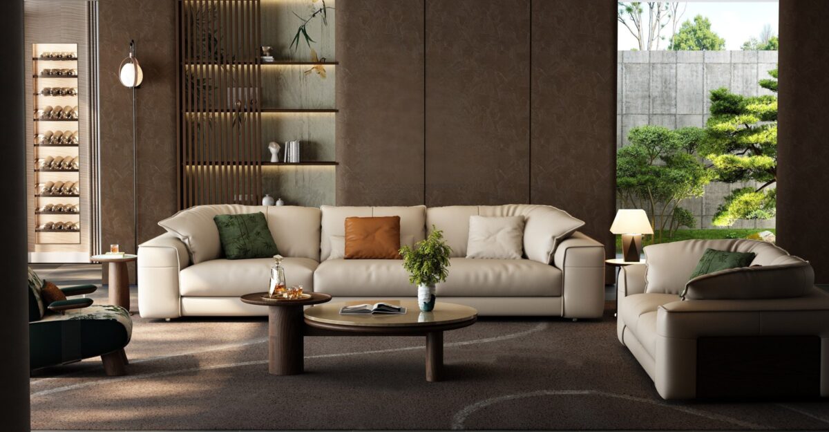 Ferozzi Madison Sofa, 2027 Collection with walnut details