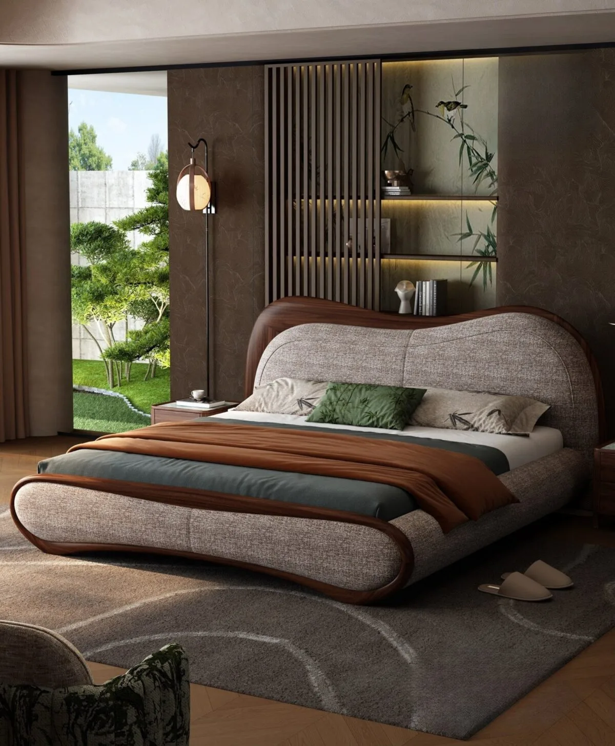 Ferozzi Malibu Bed with Nightstands, 2027 Collection with walnut details