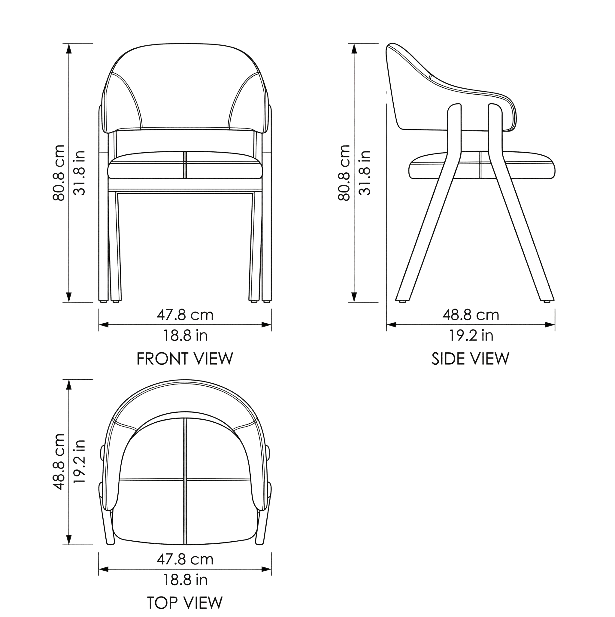 Pi Modern Dining Chair dimensions