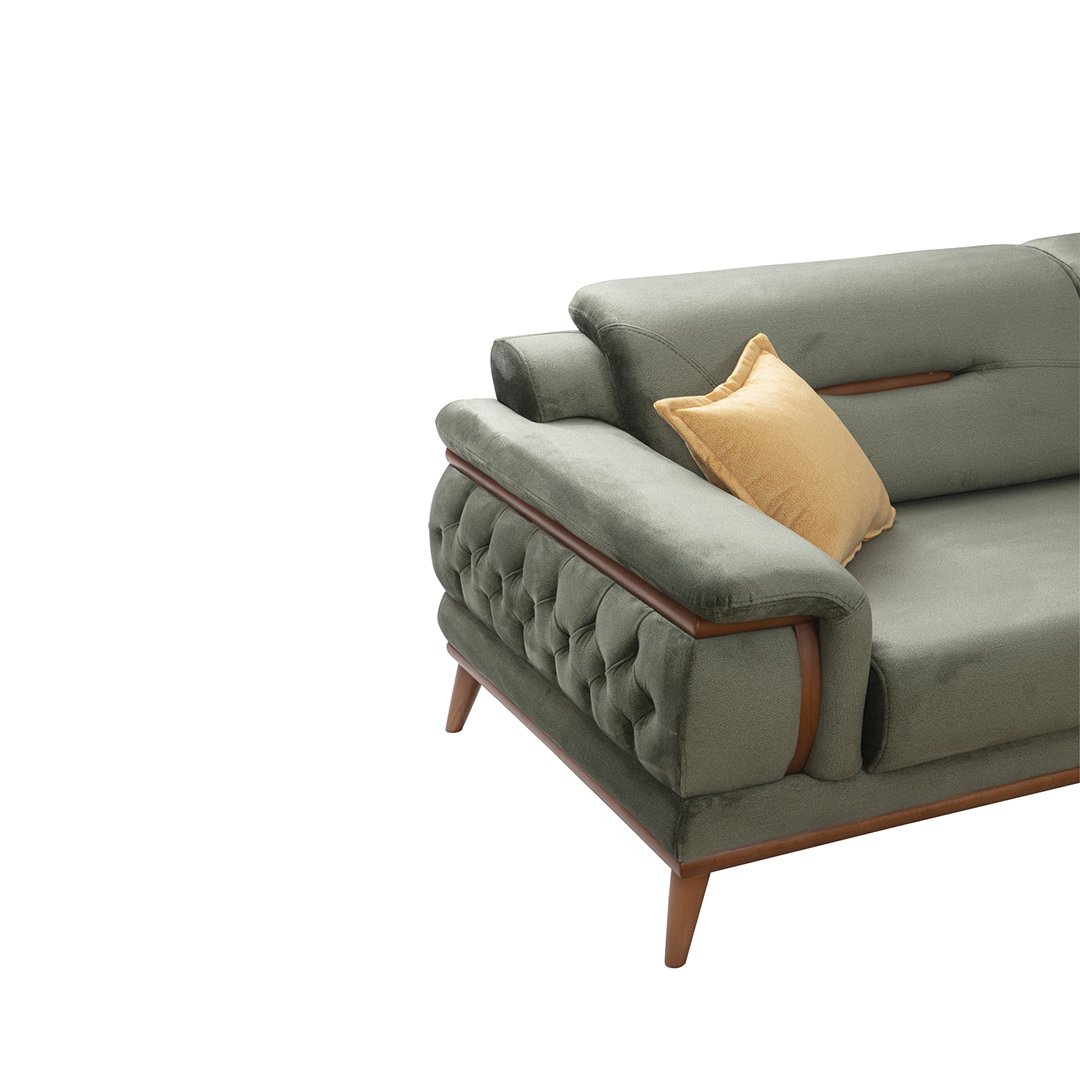 Poyraz Green Suede Sectional Sofa Detail