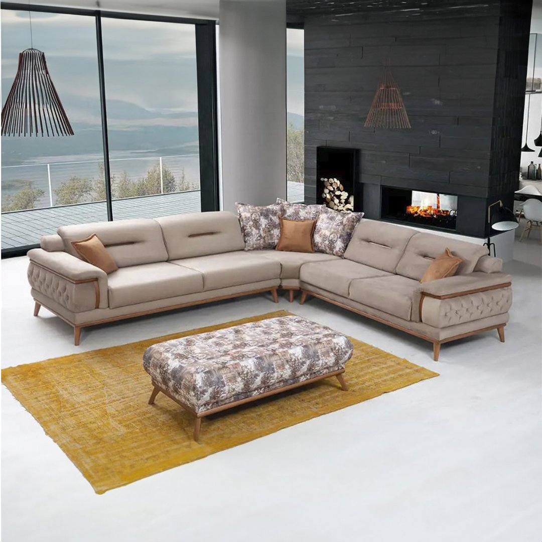 Poyraz Sectional Sofa Latte Sütlü Kahve
