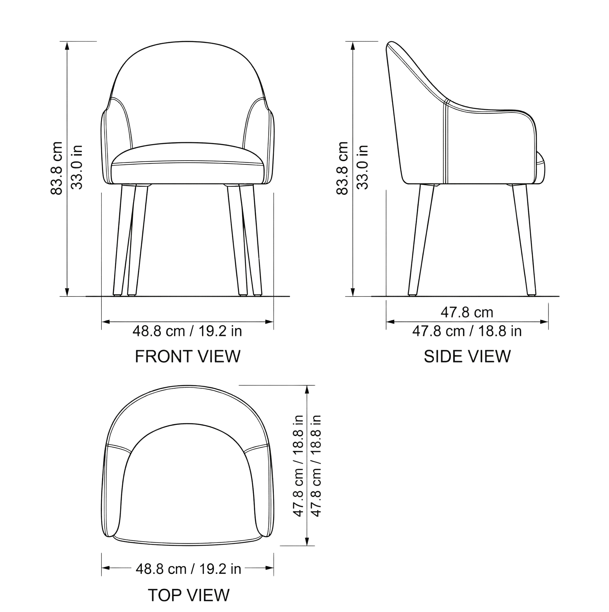 Princess Modern Dining Chair dimensions
