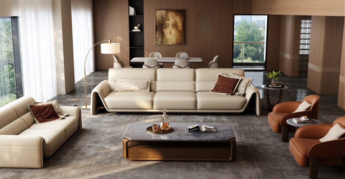Ferozzi Princeton Sofa, 2027 Collection with walnut details