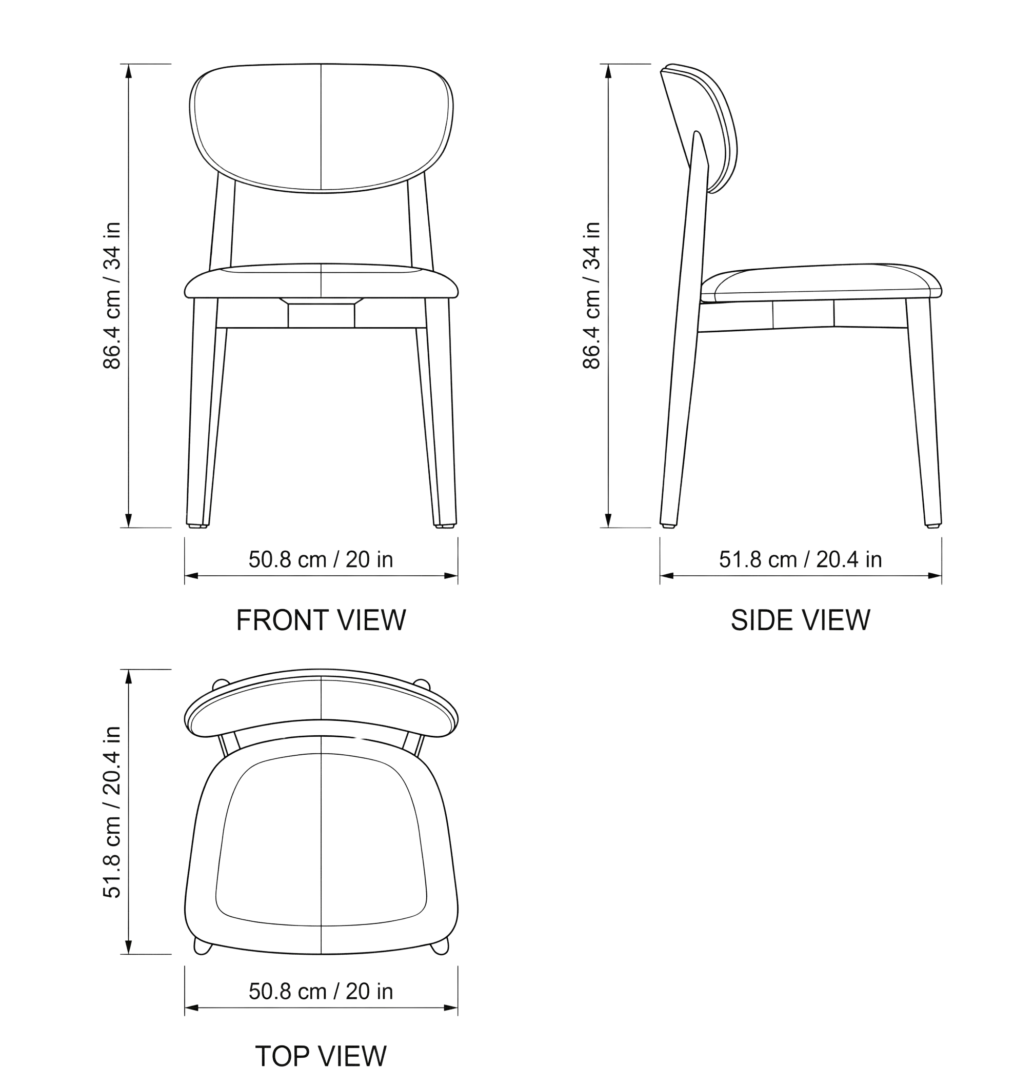 Salda Modern Dining Chair dimensions