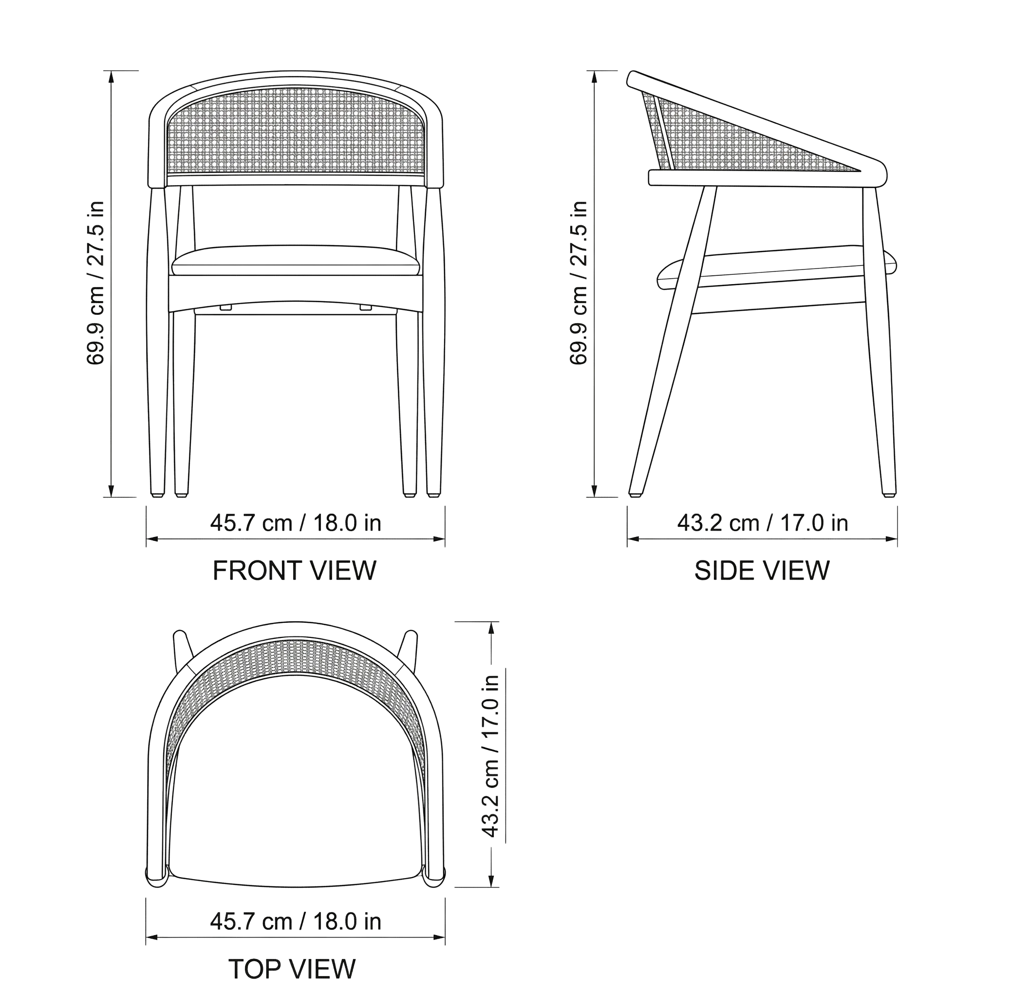 Samarkand Modern Dining Chair dimensions