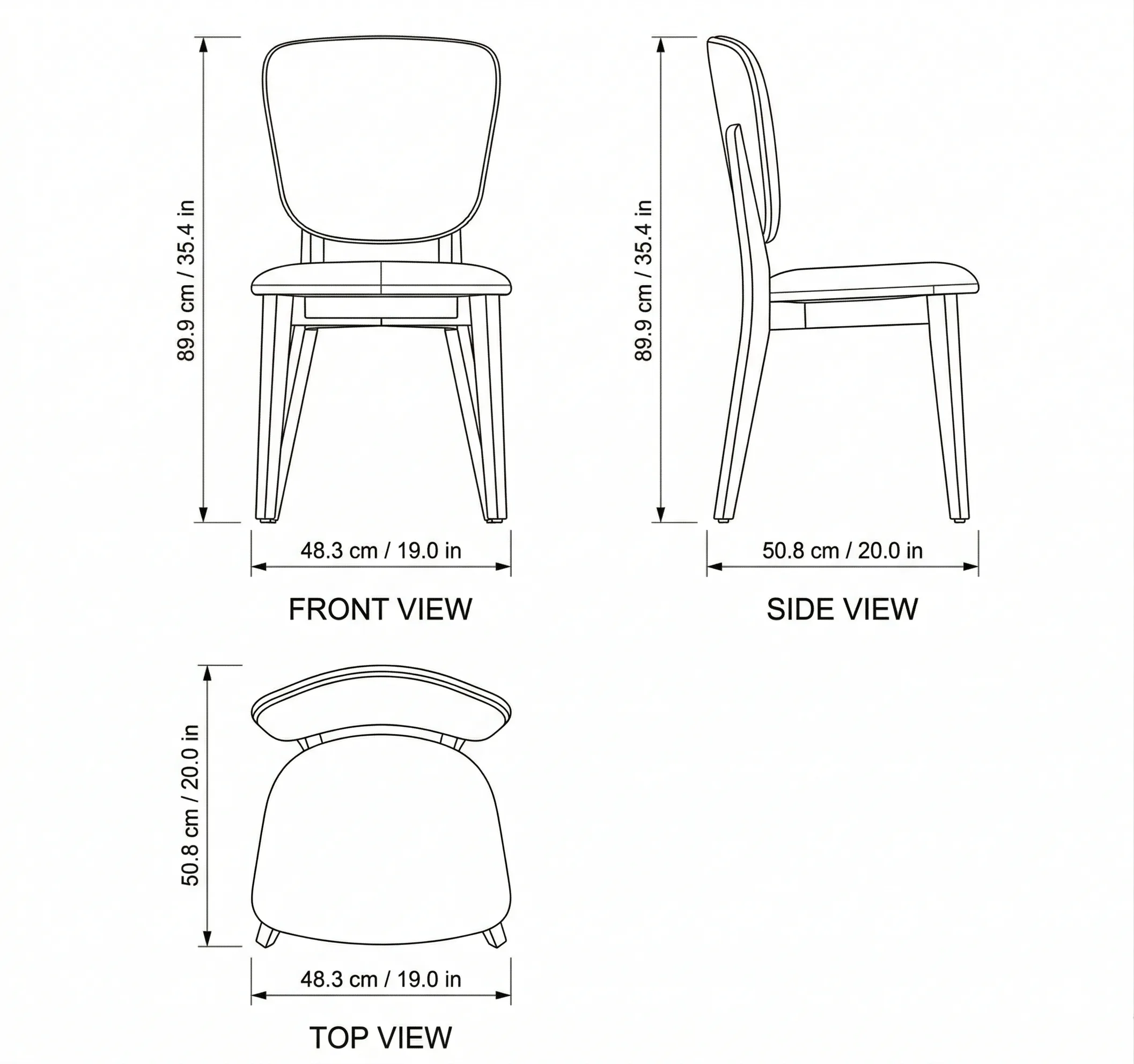 Solo Modern Dining Chair dimensions