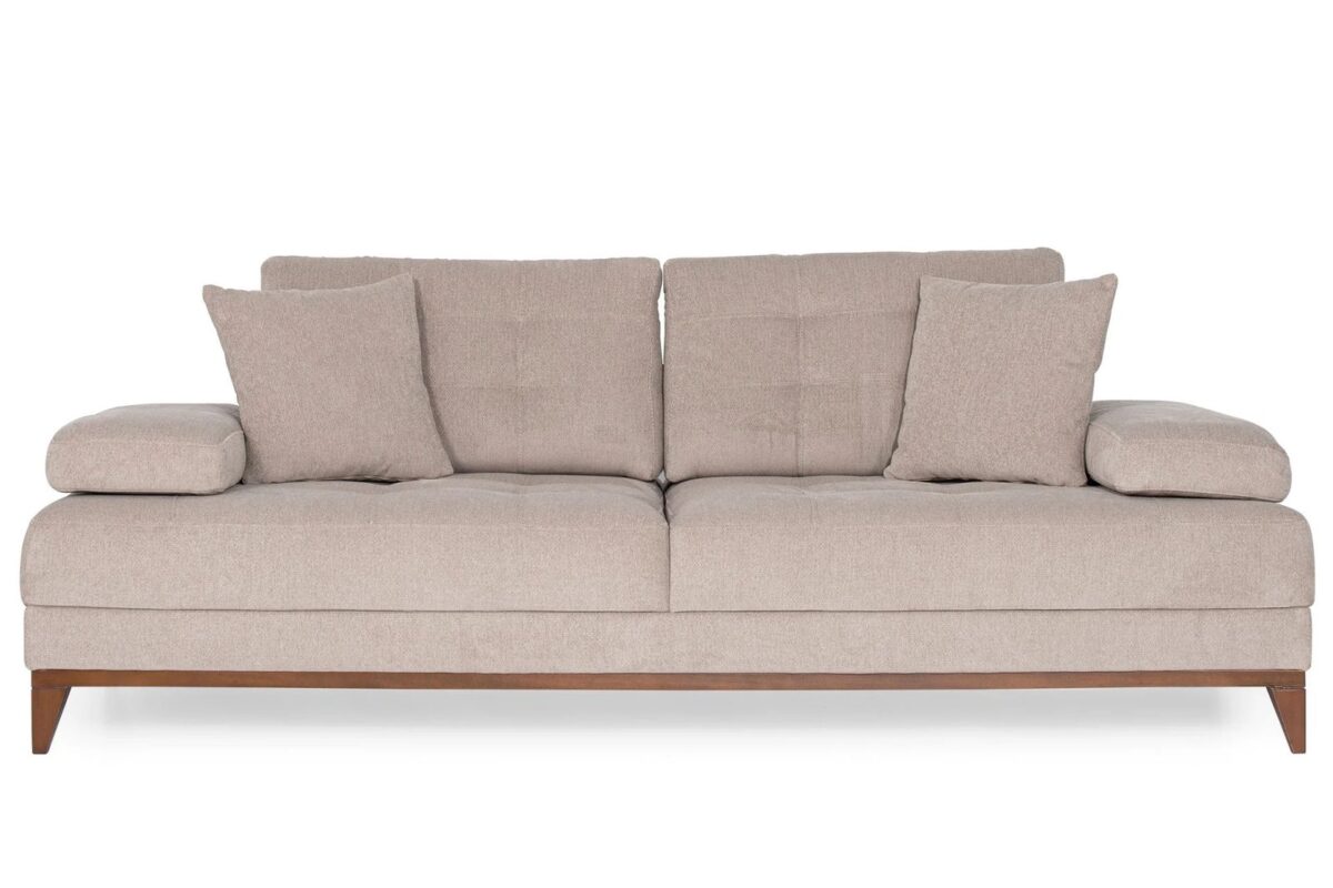 Sonya Sofa Set 3+3+1 – café au lait sofa front view | Ferozzi
