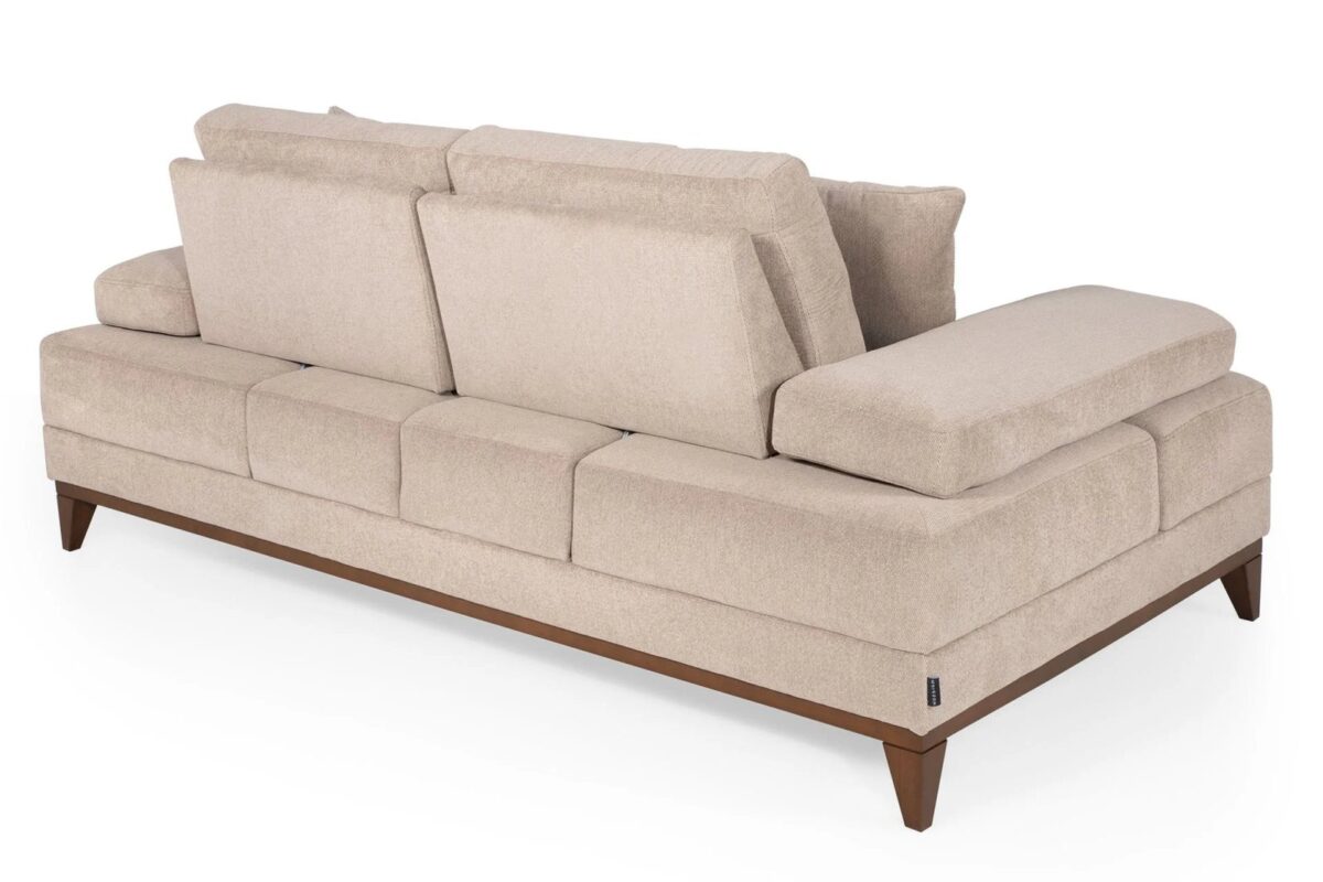 Sonya Sofa Set 3+3+1 – sofa rear view wood base | Ferozzi