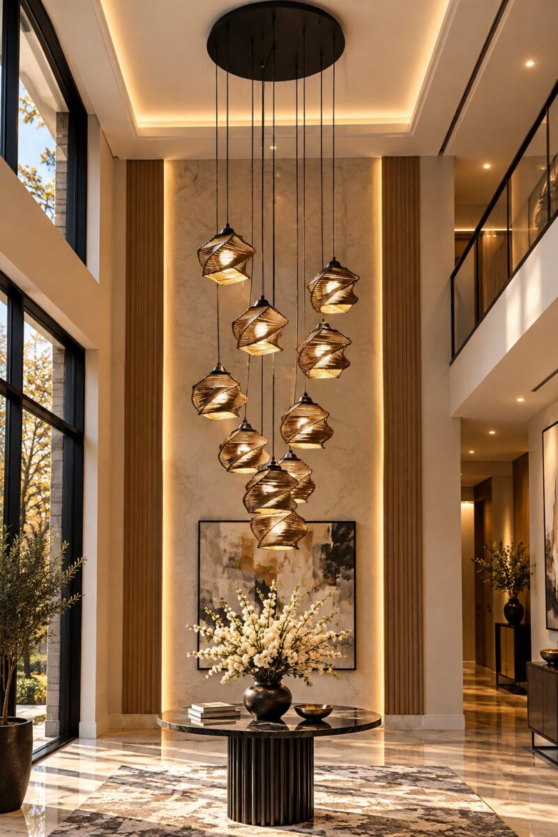 Spira Woven Spiral Cascade Chandelier