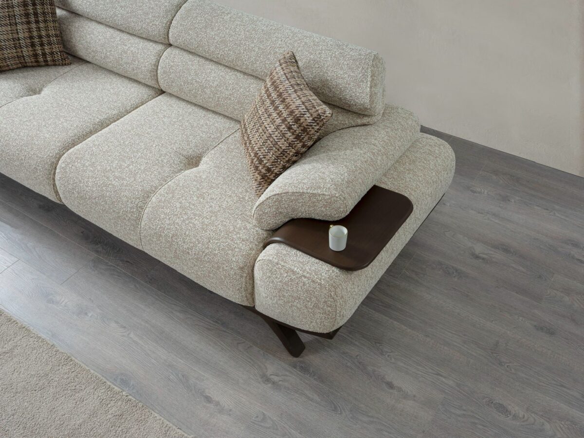 Stella Sofa Set 3+3+1 – headrest and armrest tray detail | Ferozzi