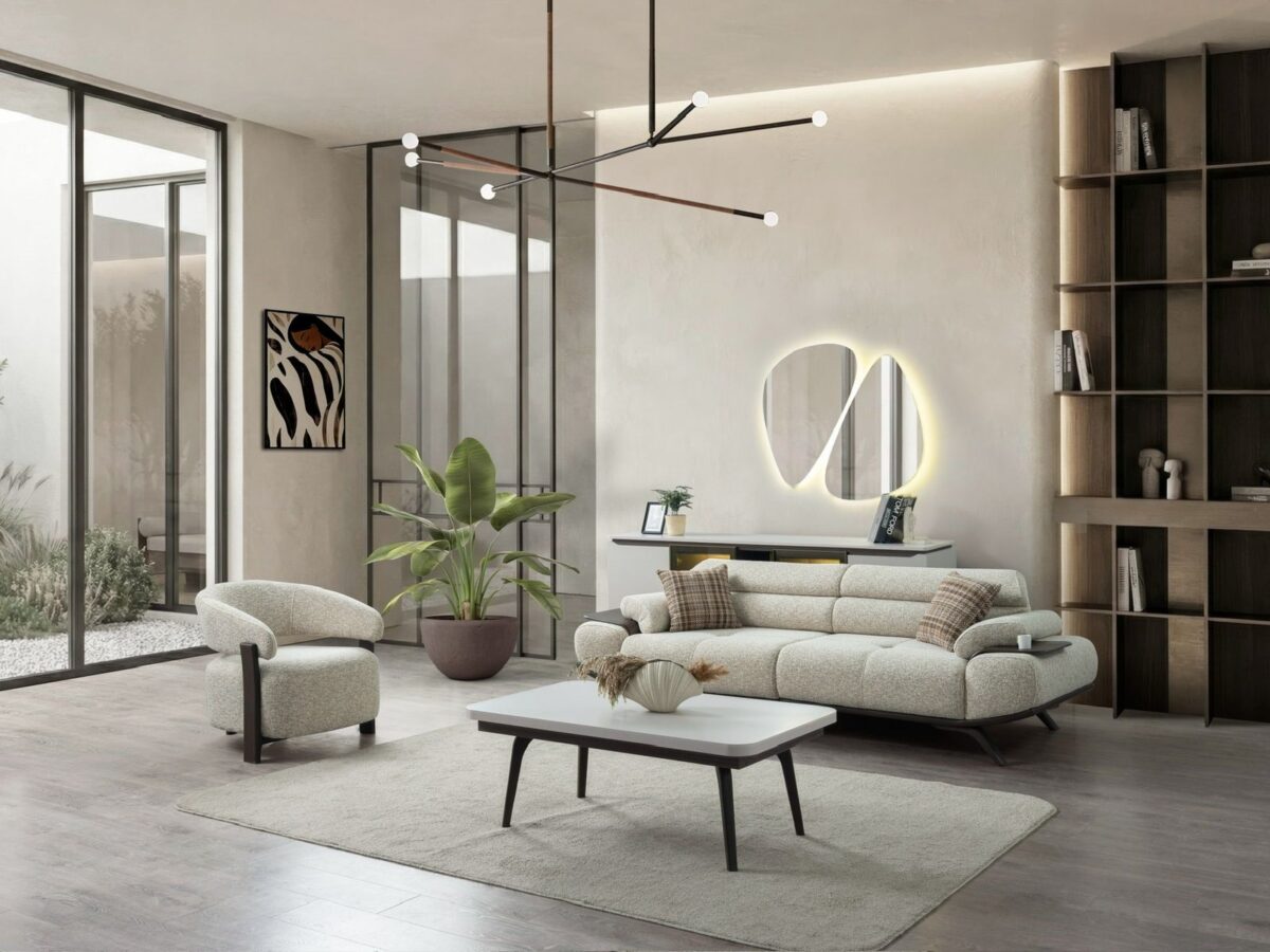 Stella Sofa Set 3+3+1 – sofa living room angle view | Ferozzi