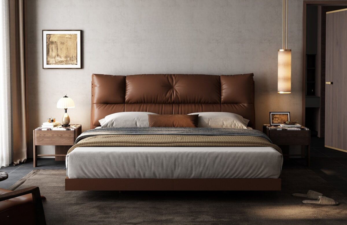 Ferozzi Telluride Bed with Nightstands, 2027 Collection with walnut details