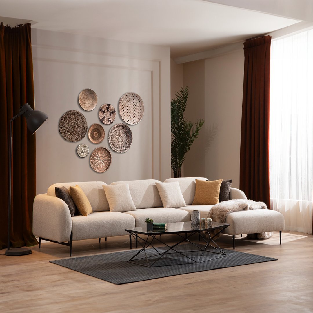 Valencia Corner Sofa – cream corner sofa with black metal legs | Ferozzi furniture store, Atlanta & Alpharetta