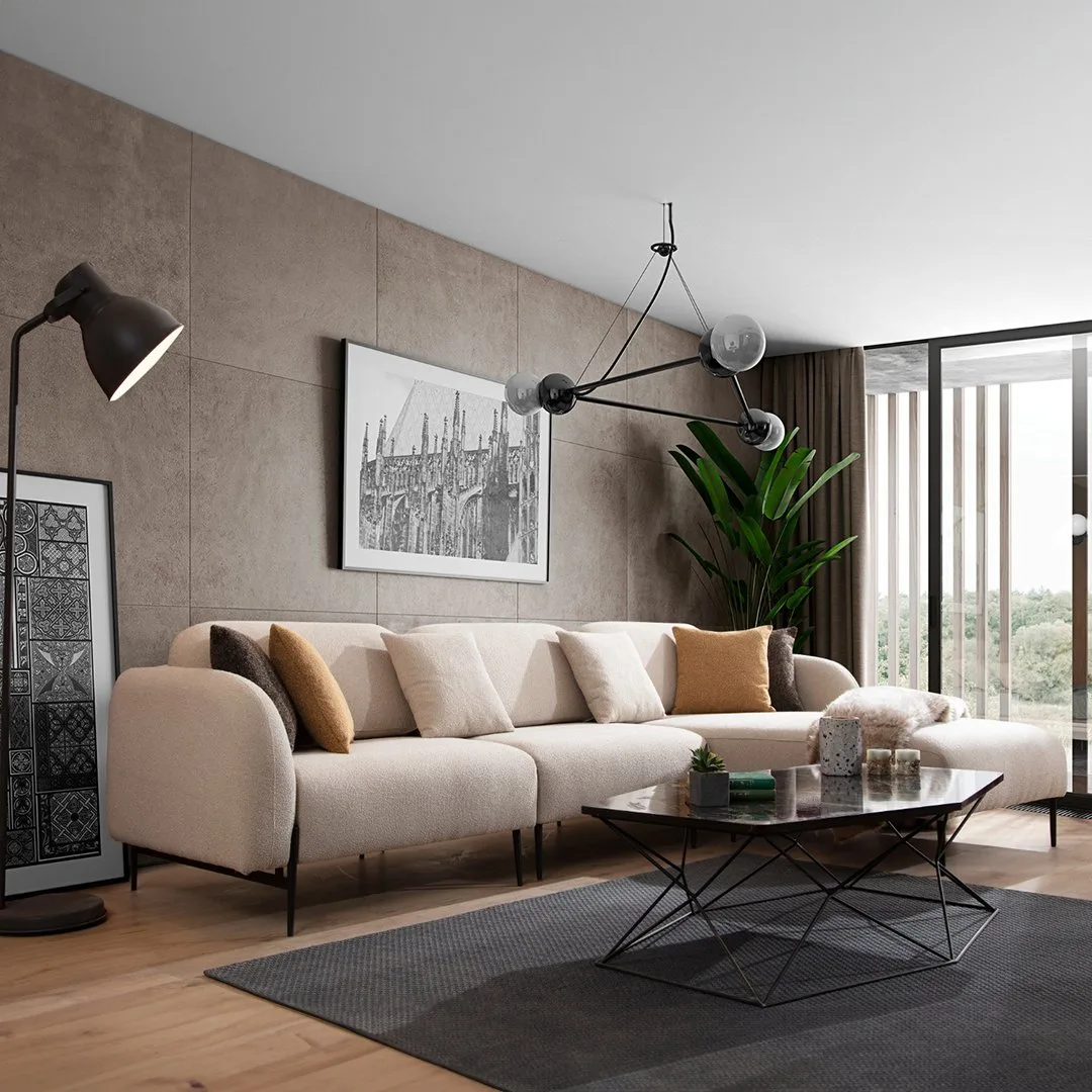 Valencia Corner Sofa – sofa side profile view | Ferozzi