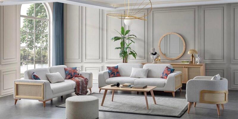 Valeria White Sofa Set 3+3+1