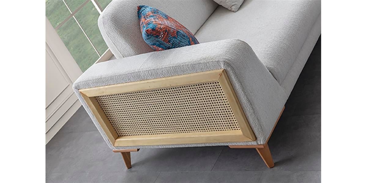 Valeria Sofa Set 3+3+1 – sofa woven cane panel close up | Ferozzi