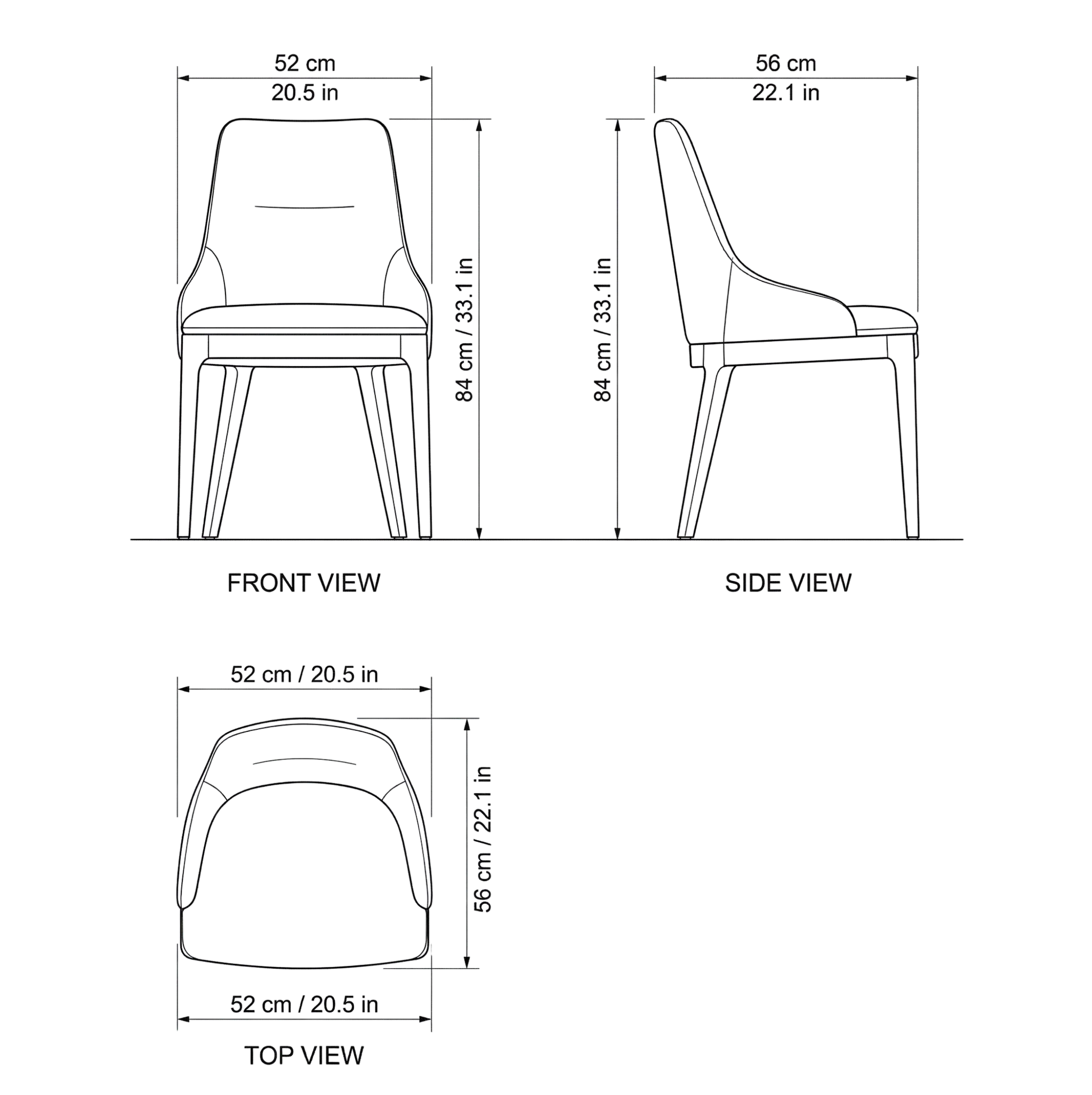 Velar Modern Dining Chair dimensions