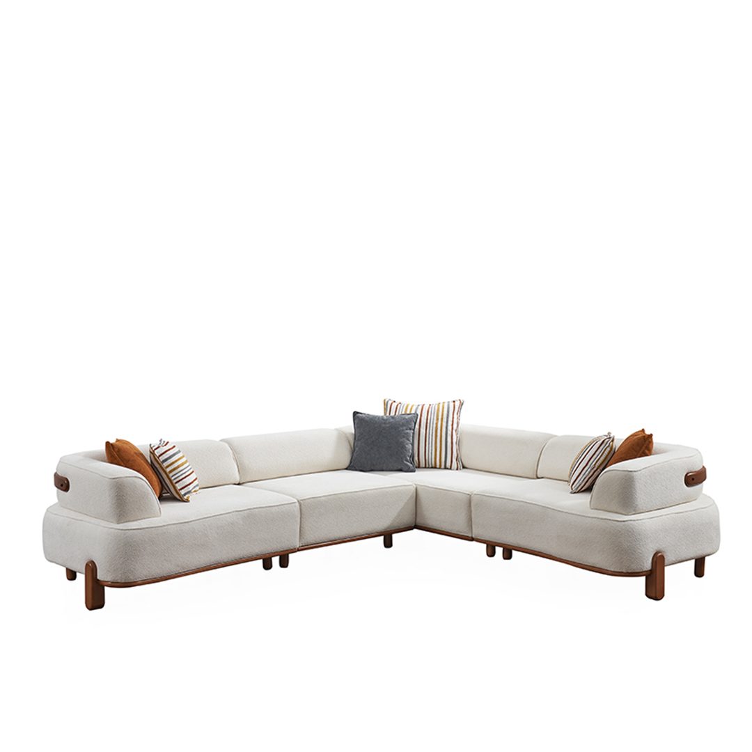 Vision light cream L-shaped corner sectional sofa – Ferozzi furniture