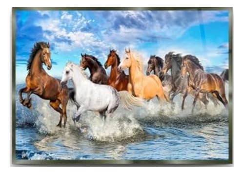 Water Horses Glass Wall Art