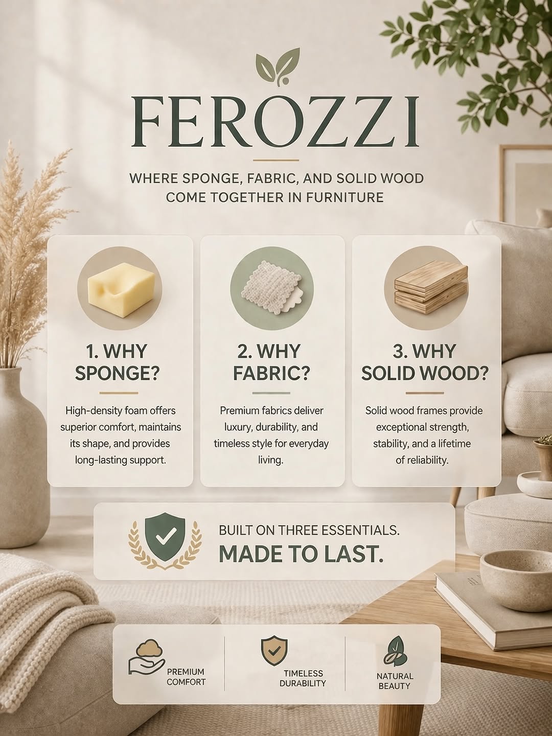 Why FEROZZI? 3 Questions. 3 Answers. Real Quality. Not all furniture is…